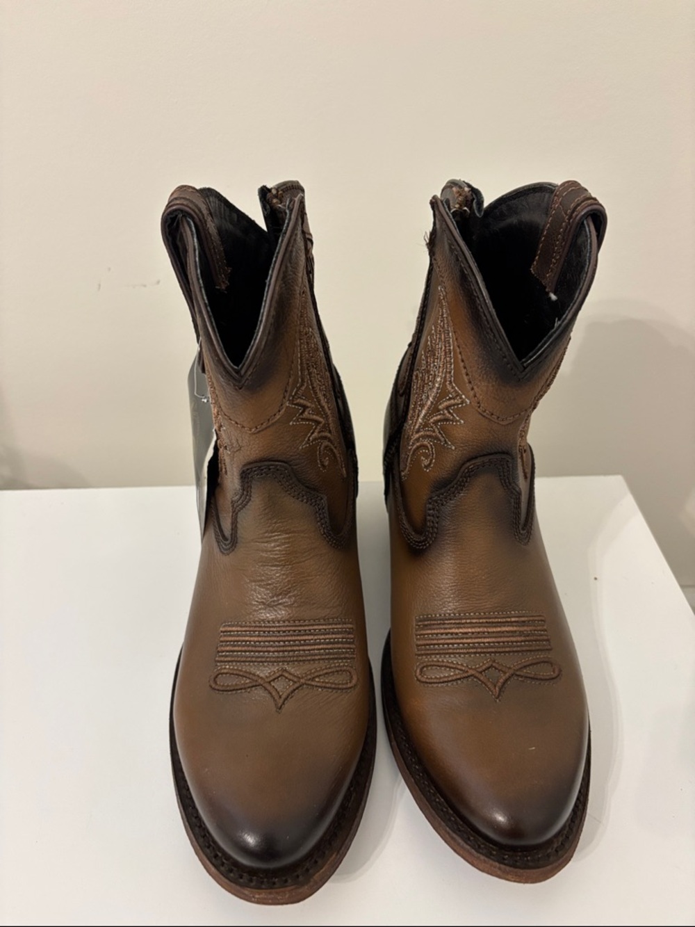 JB Dillon Brown Western Leather Ankle Boots